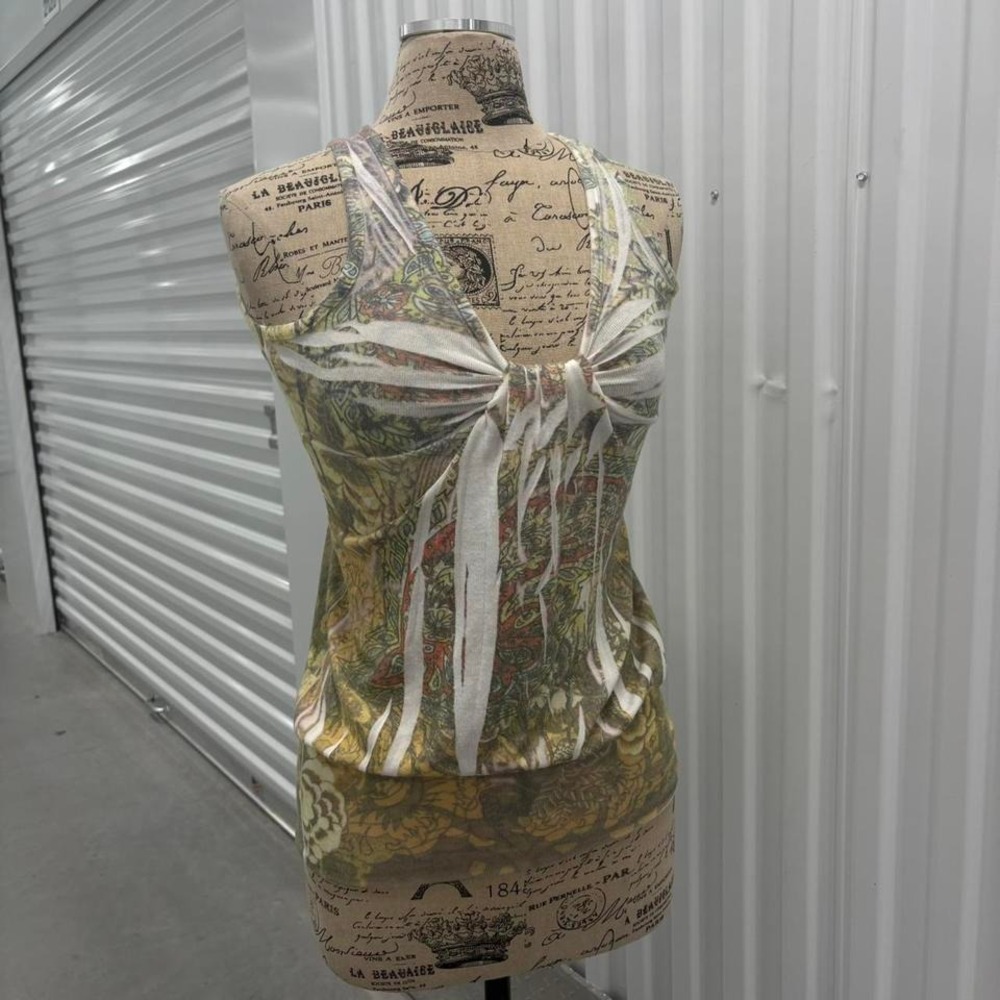 Late 90s y2k boho earthy paisley print bubble tank.